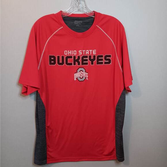 EUC Ohio State Buckeyes XL Varsity Shortsleeve Crewneck Red Gray Shirt - Picture 1 of 6
